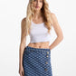 Logo Jacquard Denim Wrap Skirt