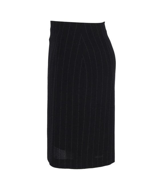 Max Mara Striped Knee-Length Skirt in Black Cotton