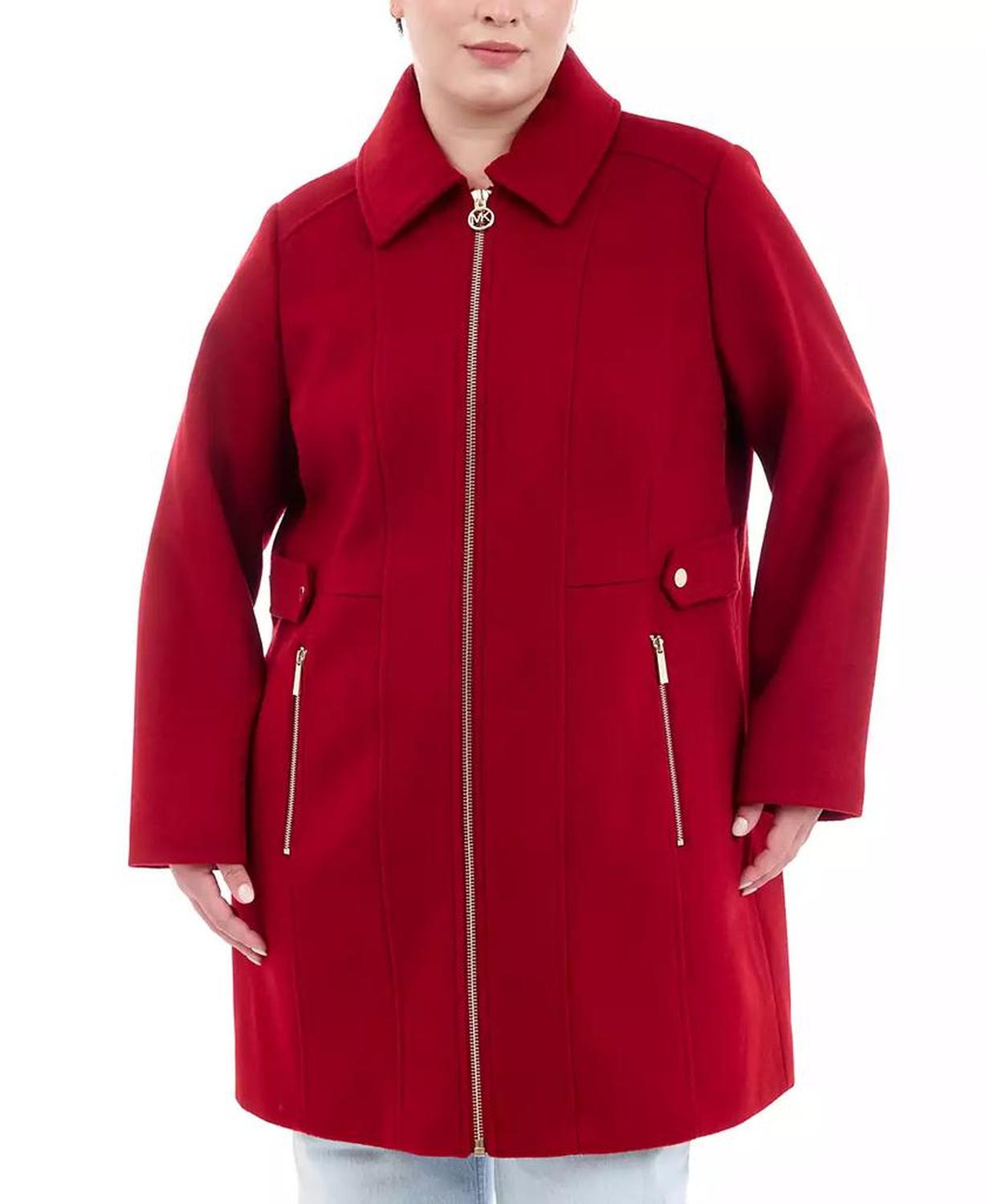 Plus Size Club-Collar Zip-Front Coat, Created for Macy's