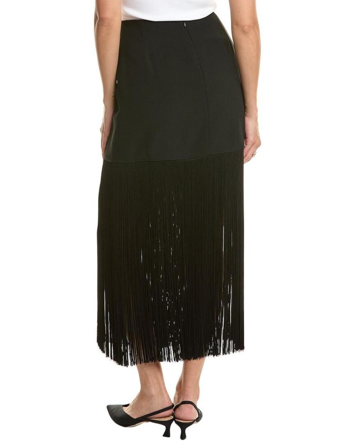 Michael Kors Collection Crepe Sable Fringe Skirt