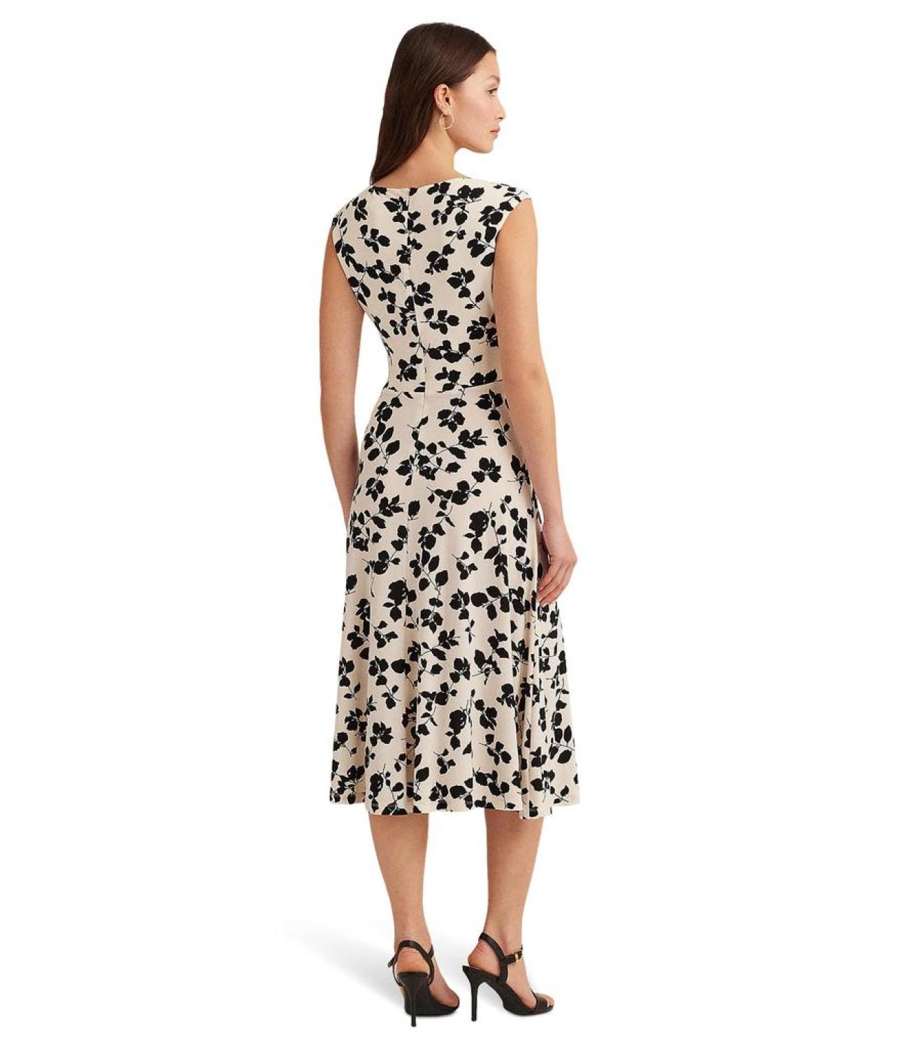 Floral Belted Bubble Crepe Dress