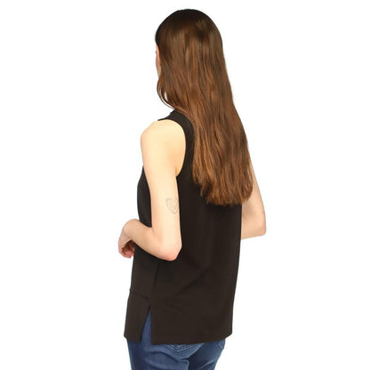 Women's V-Neck Mixed-Media Sleeveless Top