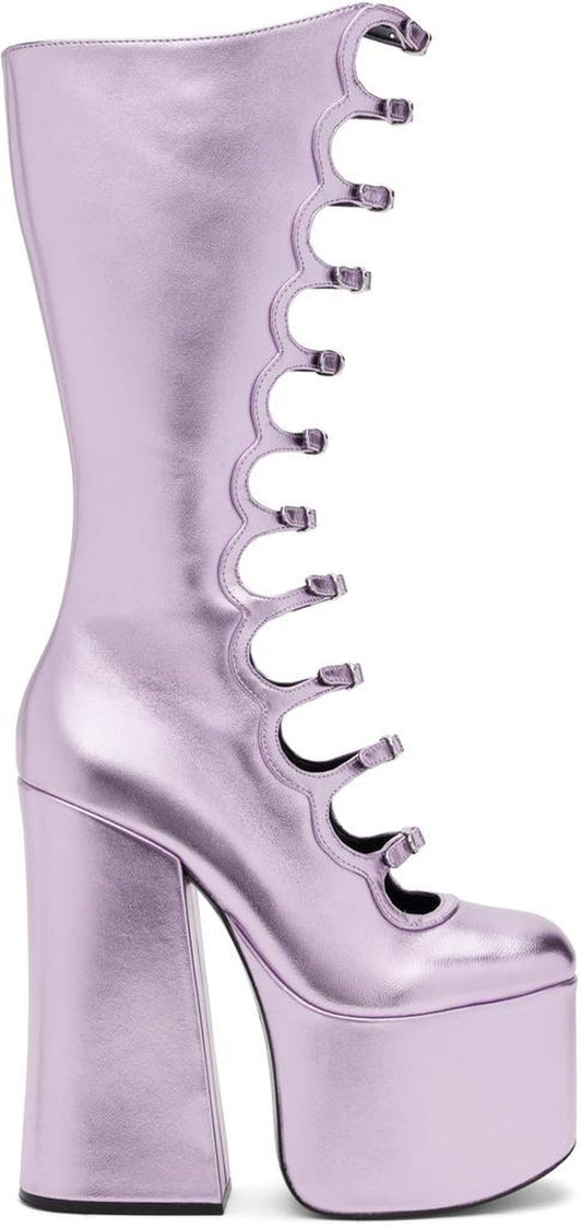 Purple 'The Metallic Kiki' Knee High Boots