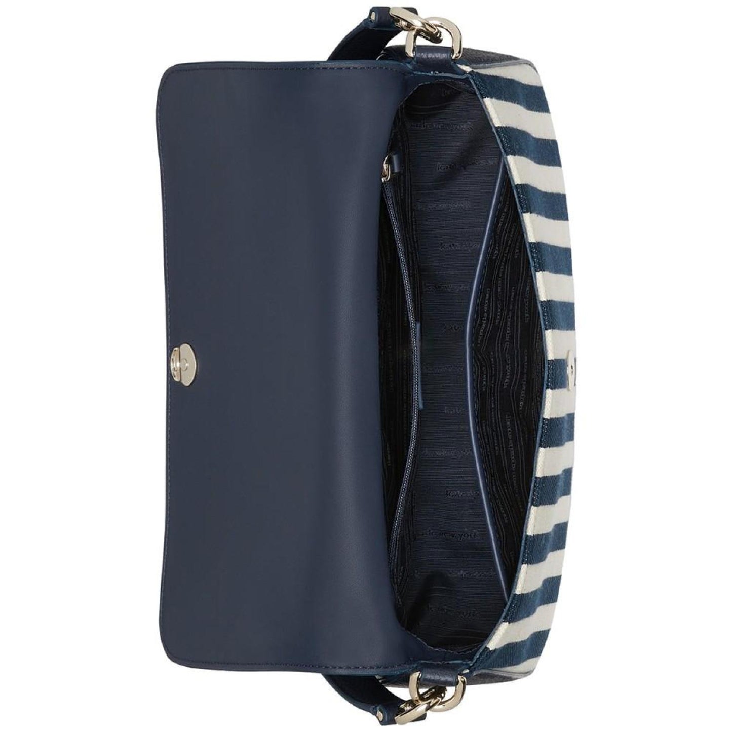 Hudson Striped Canvas Leather Flap Small Shoulder Bag