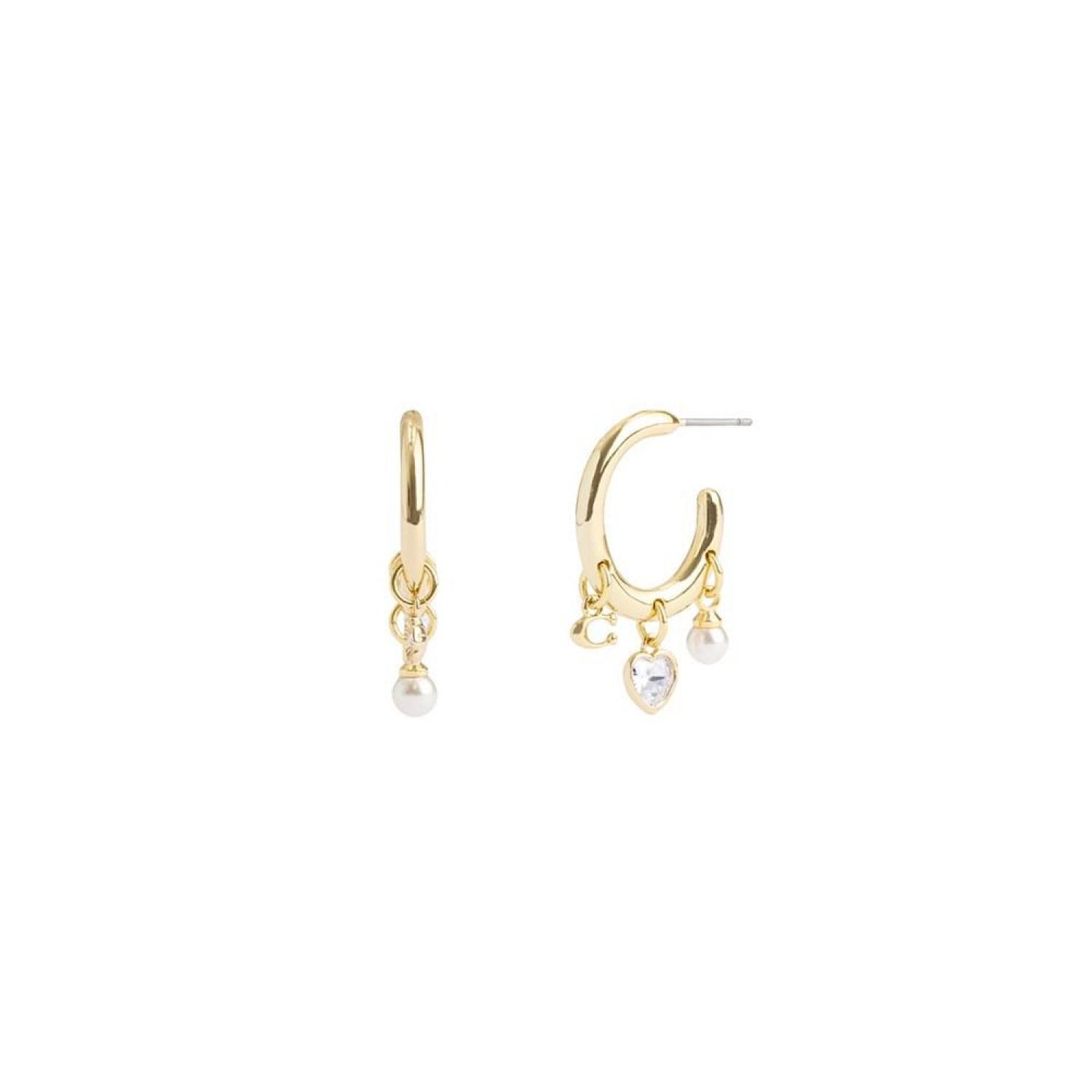 Faux Stone Signature Charm Hoop Earrings