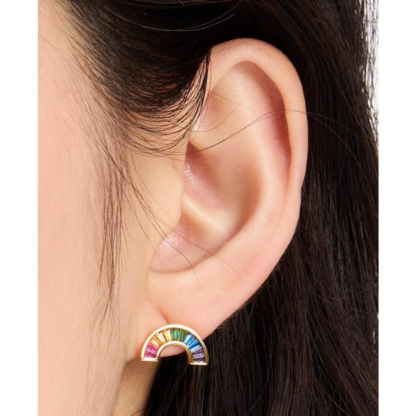 Gold-Tone Multicolor Crystal Rainbow Stud Earrings