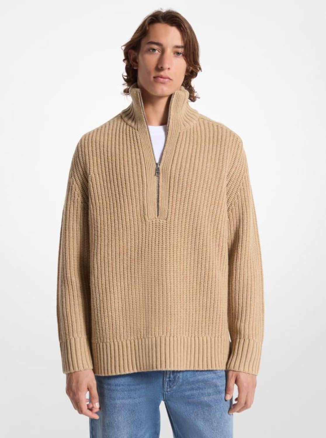 Wool and Cashmere Blend Half-Zip Sweater