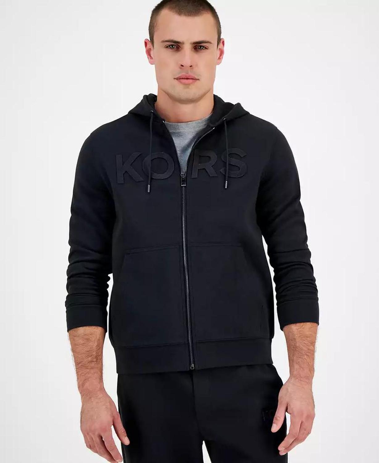 Men's Textured-Logo Zip Hoodie