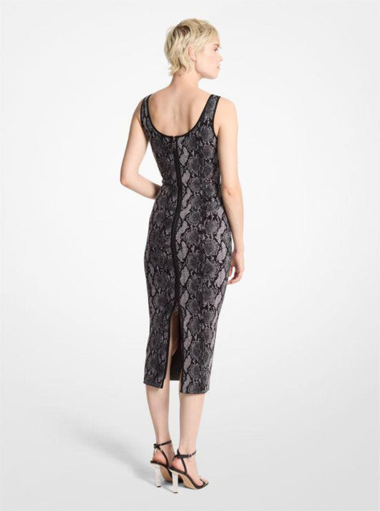 Snake Print Jacquard Dress