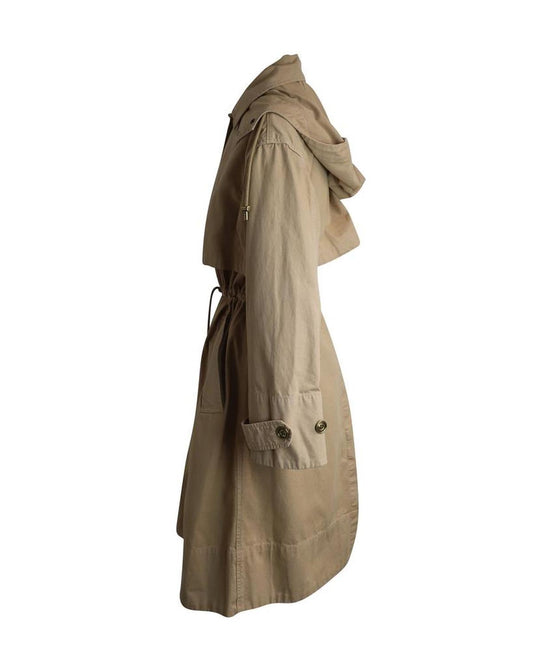 Michael Michael Kors Hooded Trench Coat in Beige Cotton