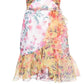 Floral Organza One Shoulder Mini Dress In Multicolor