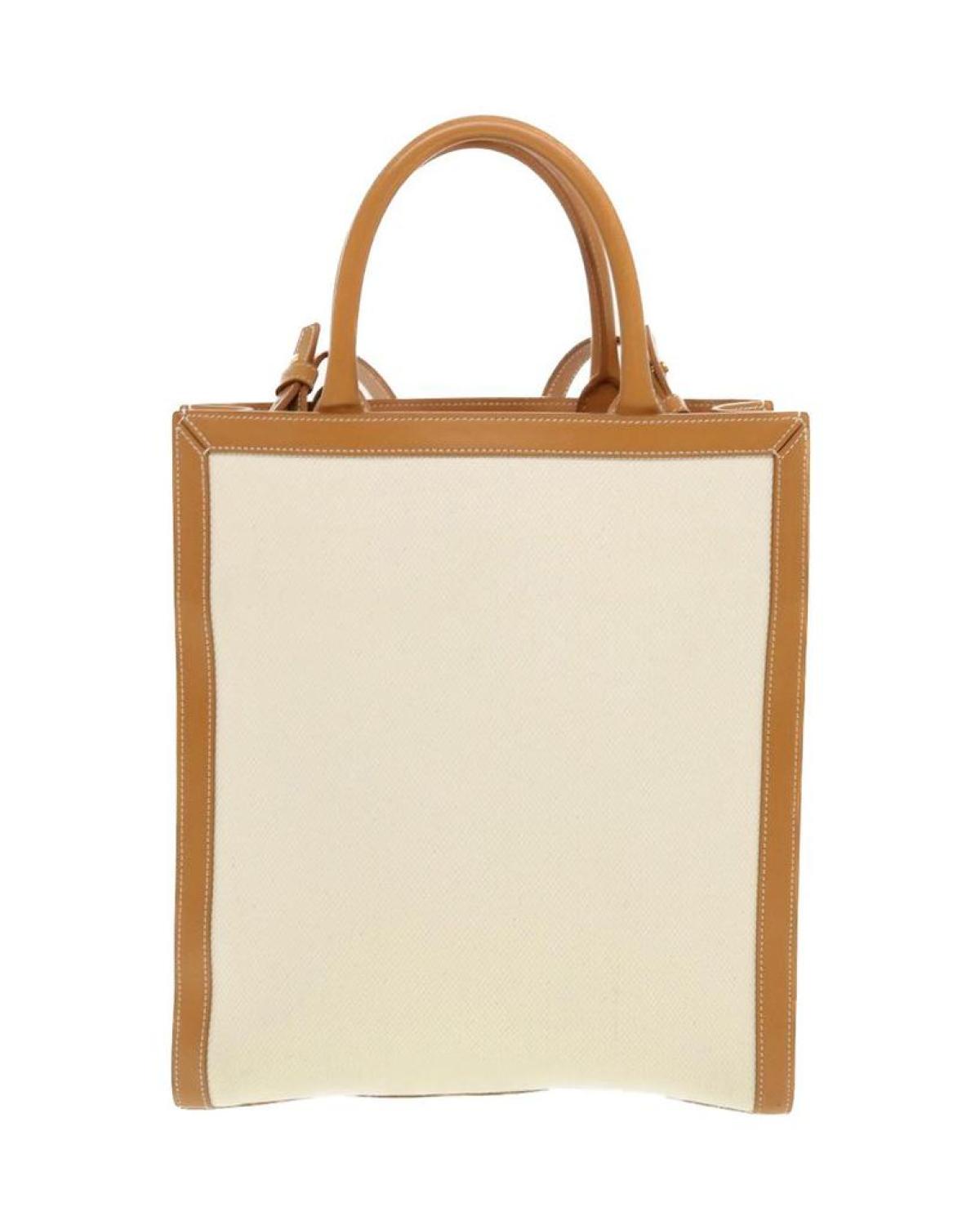 CELINE Small Vertical Cabas Tote Bag Canvas 2way White 192082BNZ.02NT 41168A