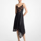 Lace Trim Satin Charmeuse Asymmetric Slip Dress