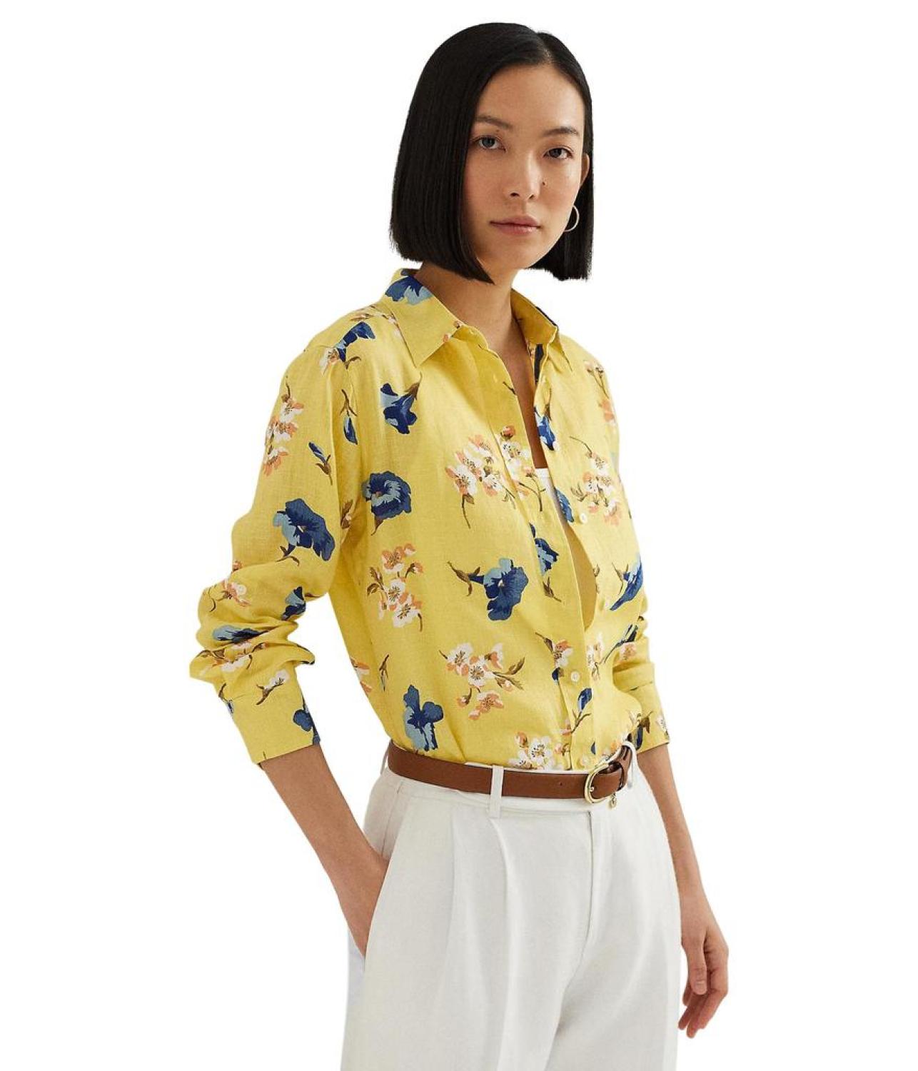 Relaxed Fit Floral Linen Shirt