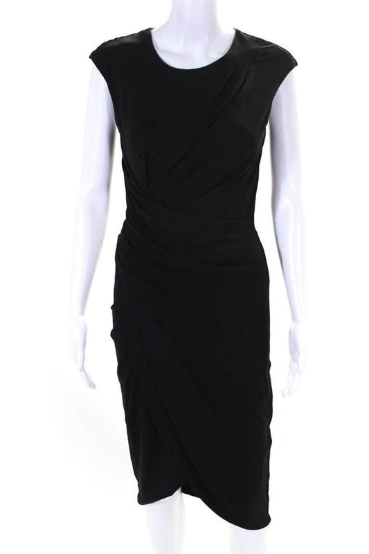 Michael Kors Collection Womens Sleeveless Ruched Body Con Dress Black