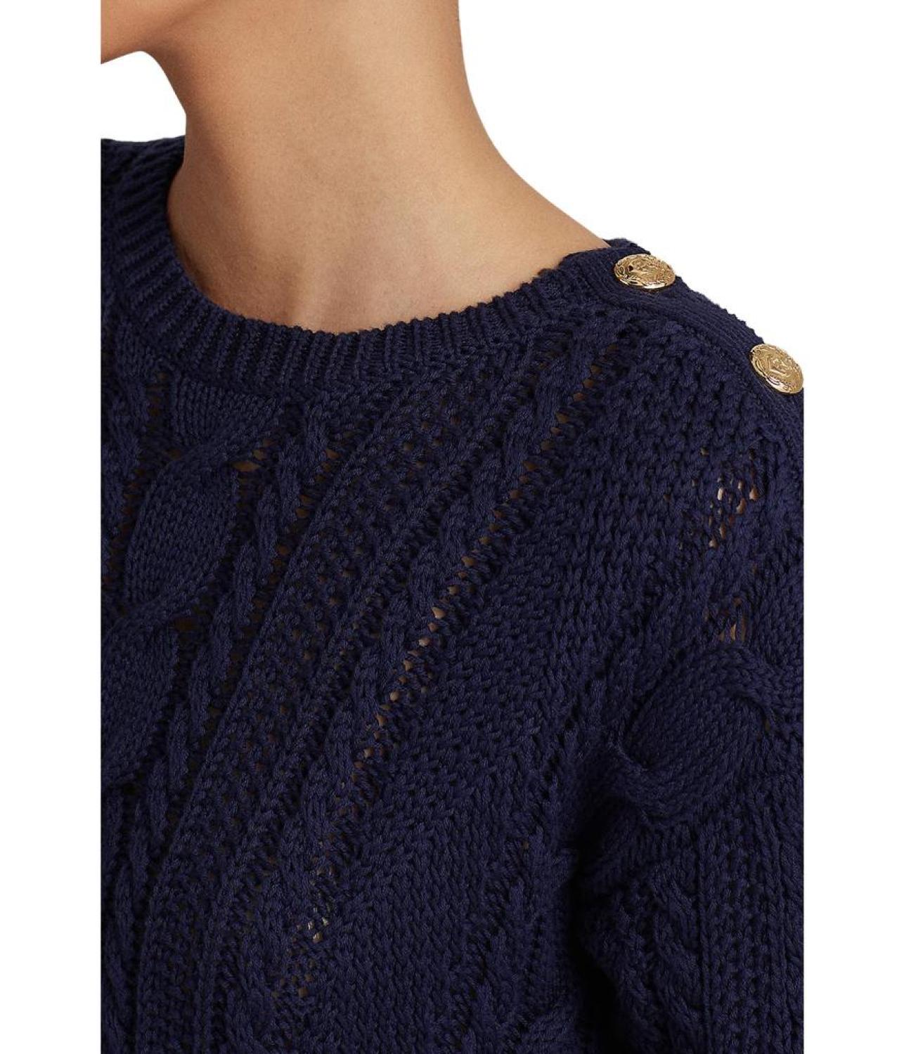 Petite Aran-Knit Cotton Sweater