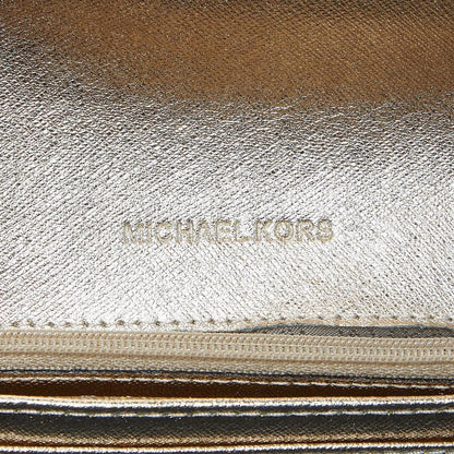 Michael Kors Gold Leather Jet Set Travel Wallet On Chain