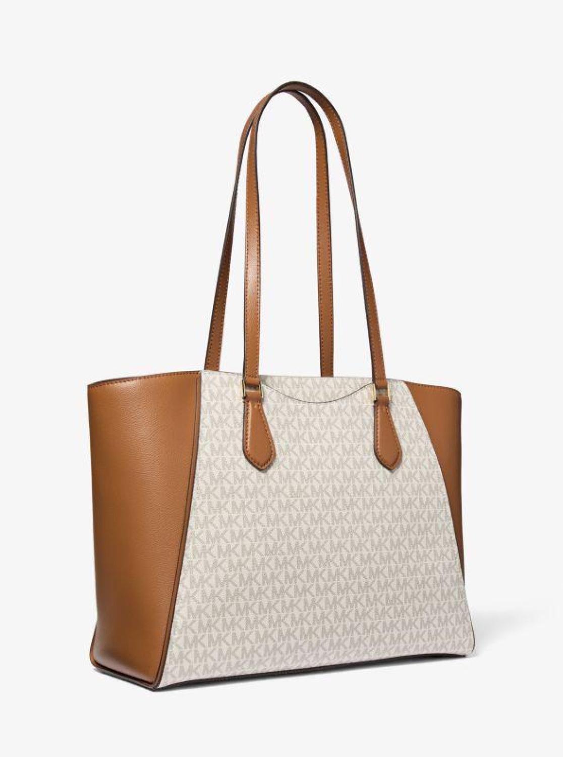 Taryn Large Signature Logo and Leather Tote Bag