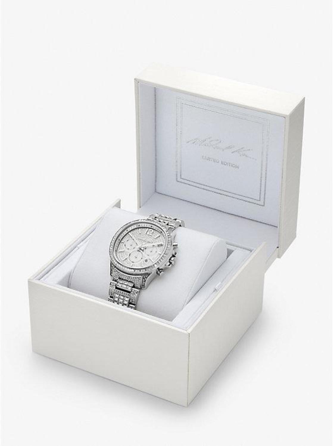 Limited-Edition Oversized Sage Pavé Silver-Tone Watch