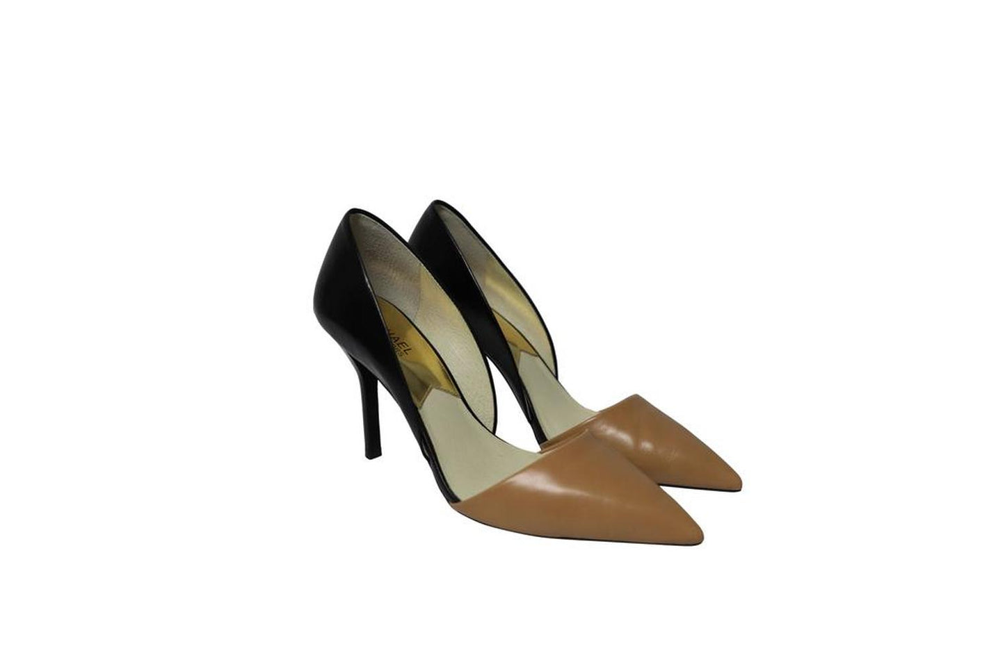 Michael Kors Julieta Two Tone D'Orsay Pumps in Brown and Black Leather