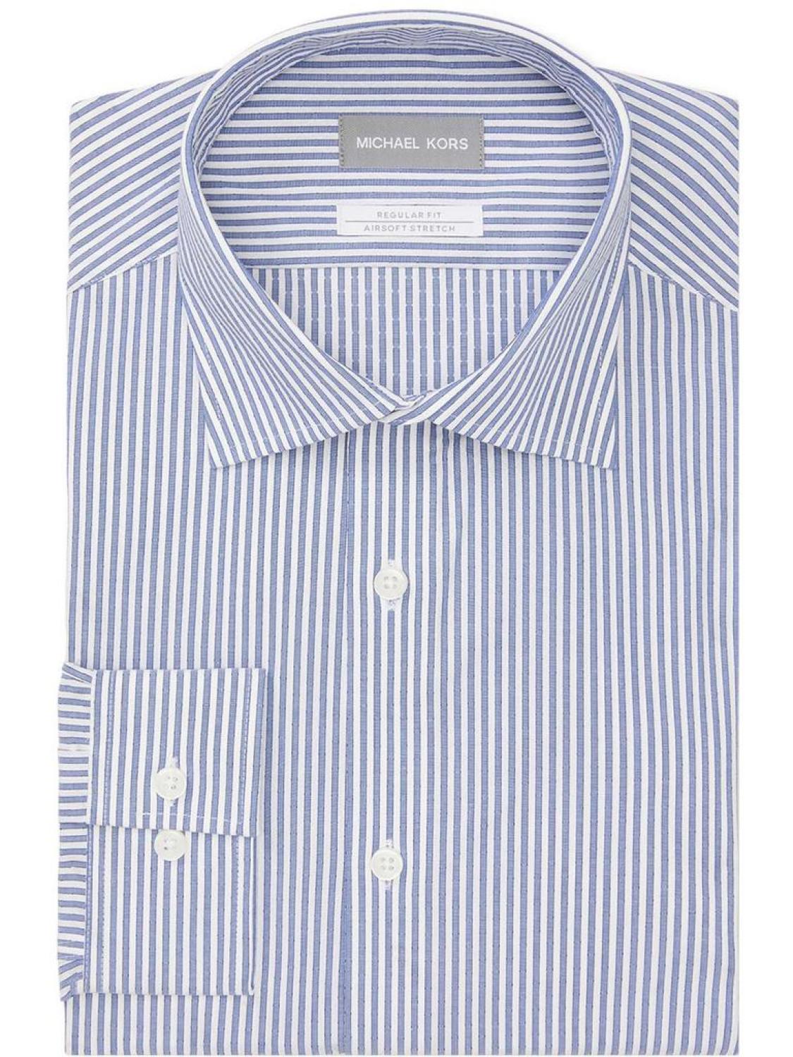 Mens Striped Stretch Button-Down Shirt