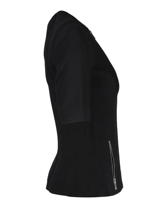 Michael Kors Zipped Short Sleeve Jacket in Black Wool