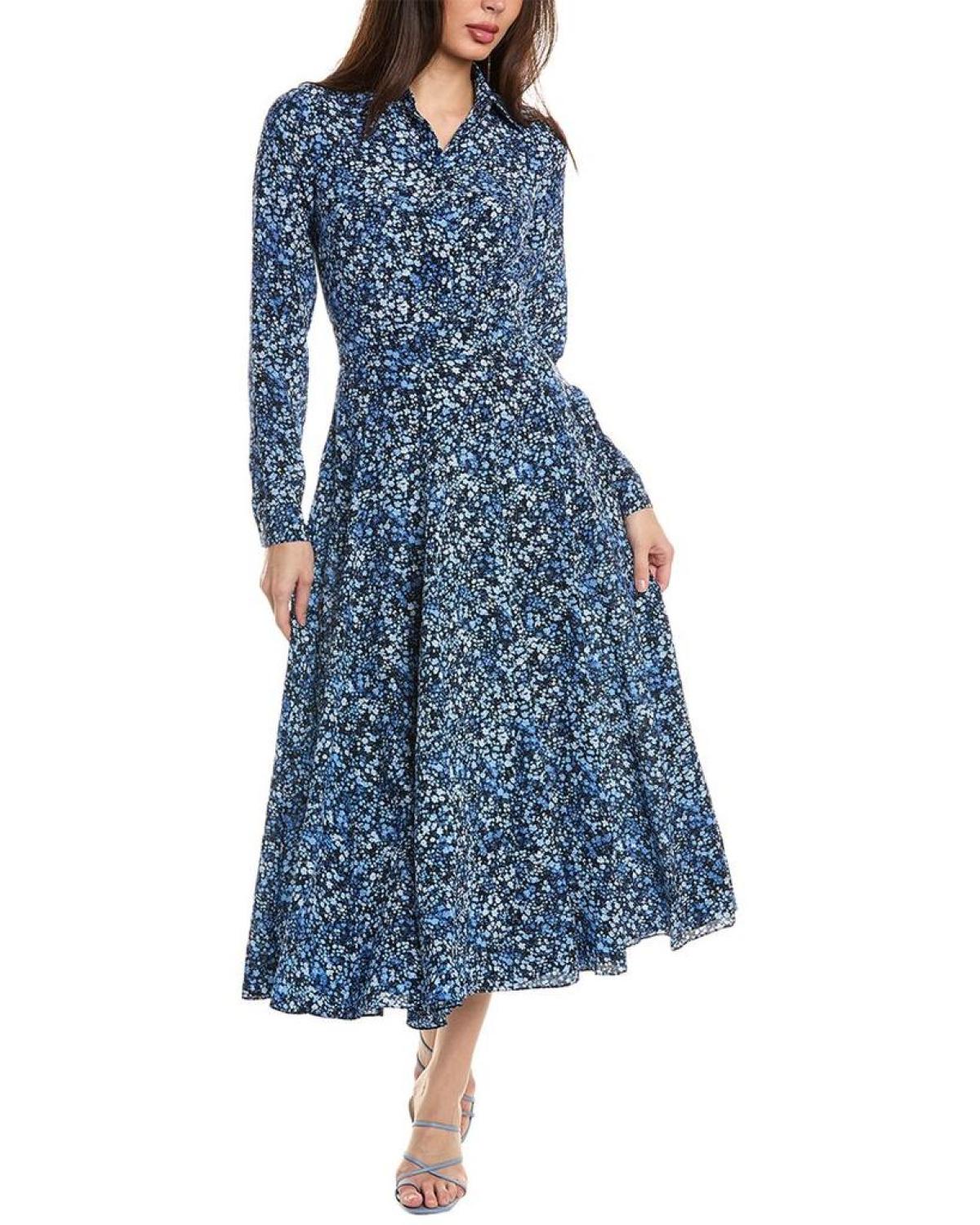 Michael Kors Collection Floral Silk Shirtdress