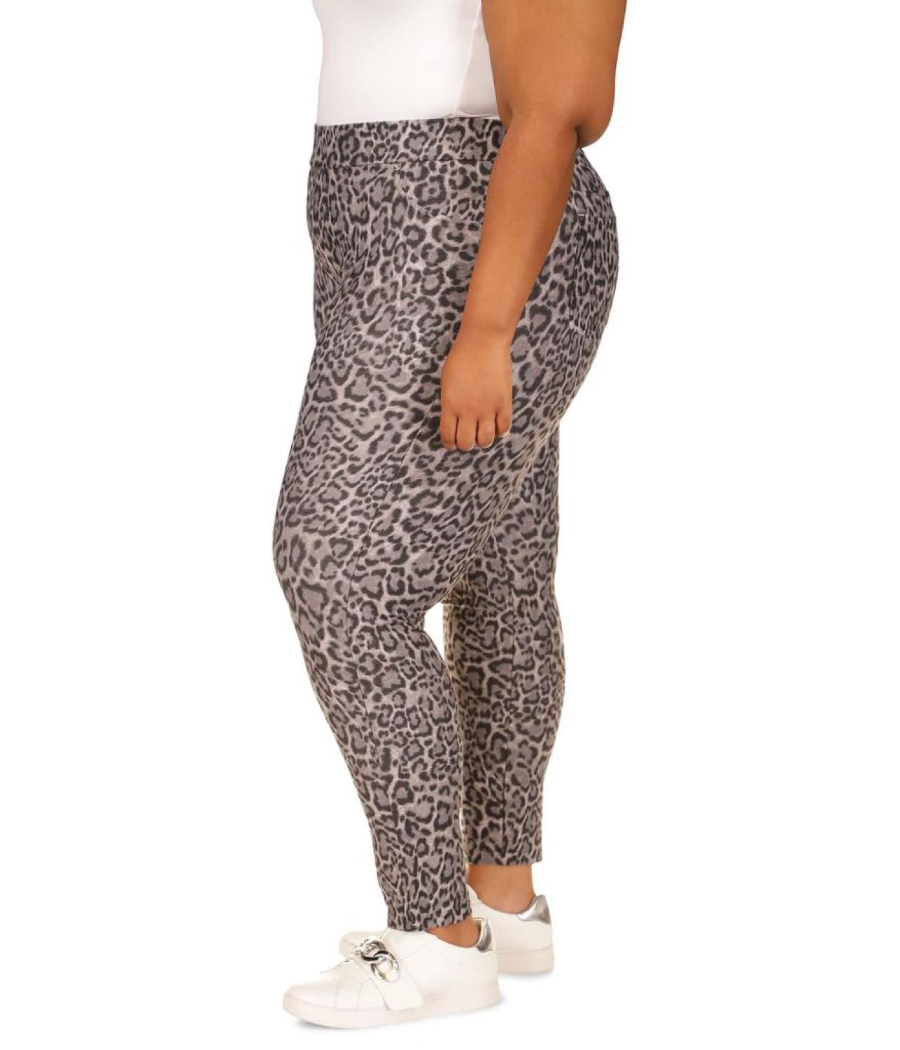 Plus Size Print Twill Pull-On Leggings