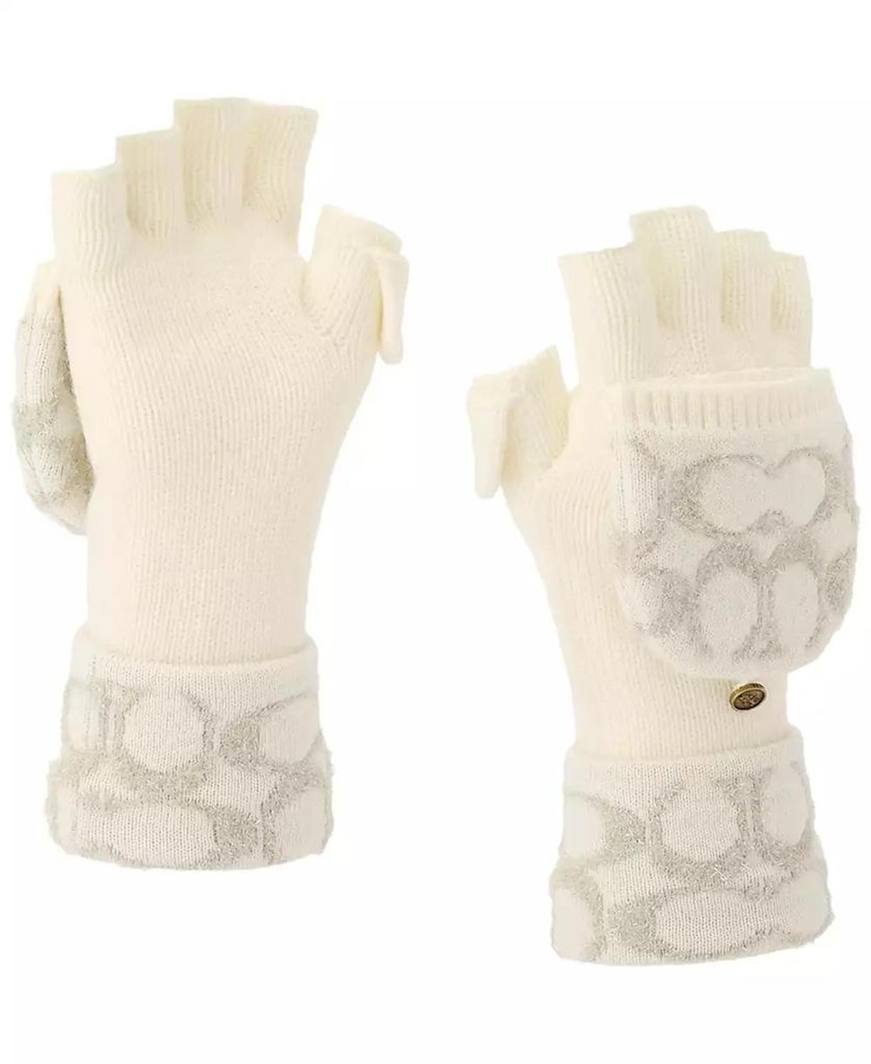 Signature C Metallic Knit Pop Top Gloves