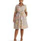 Plus-Size Floral Tie-Front Linen Shirtdress