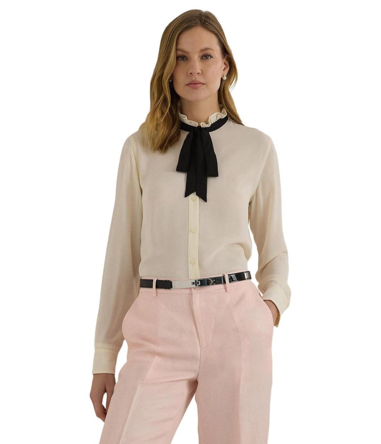 Classic Fit Georgette Tie-Neck Shirt