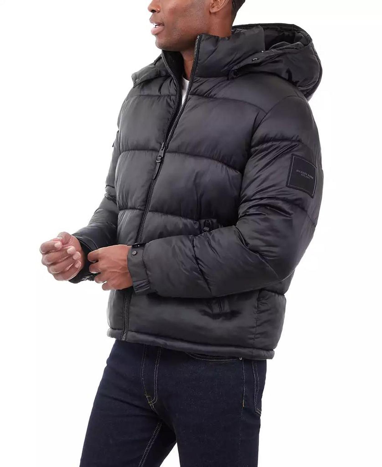 Men's Heavyweight Metallic Finish Hooded Puffer Jacket