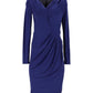 Max Mara Draped Long Sleeve Dress in Blue Silk