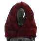 Dolce & Gabbana Luxurious Bordeaux Fur Hooded Scarf Wrap