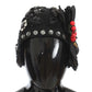 Dolce & Gabbana Elegant Black Crystal-Adorned Cloche Hat