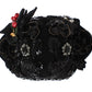 Dolce & Gabbana Elegant Black Crystal-Adorned Cloche Hat