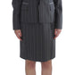 BENCIVENGA Elegant Gray Striped Dress & Blazer Suit Set