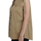 PLEIN SUD Beige Sleeveless Cotton Blouse