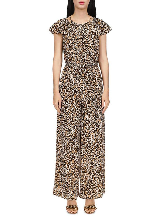 Womens Animal Print Polyester Jumpsuit