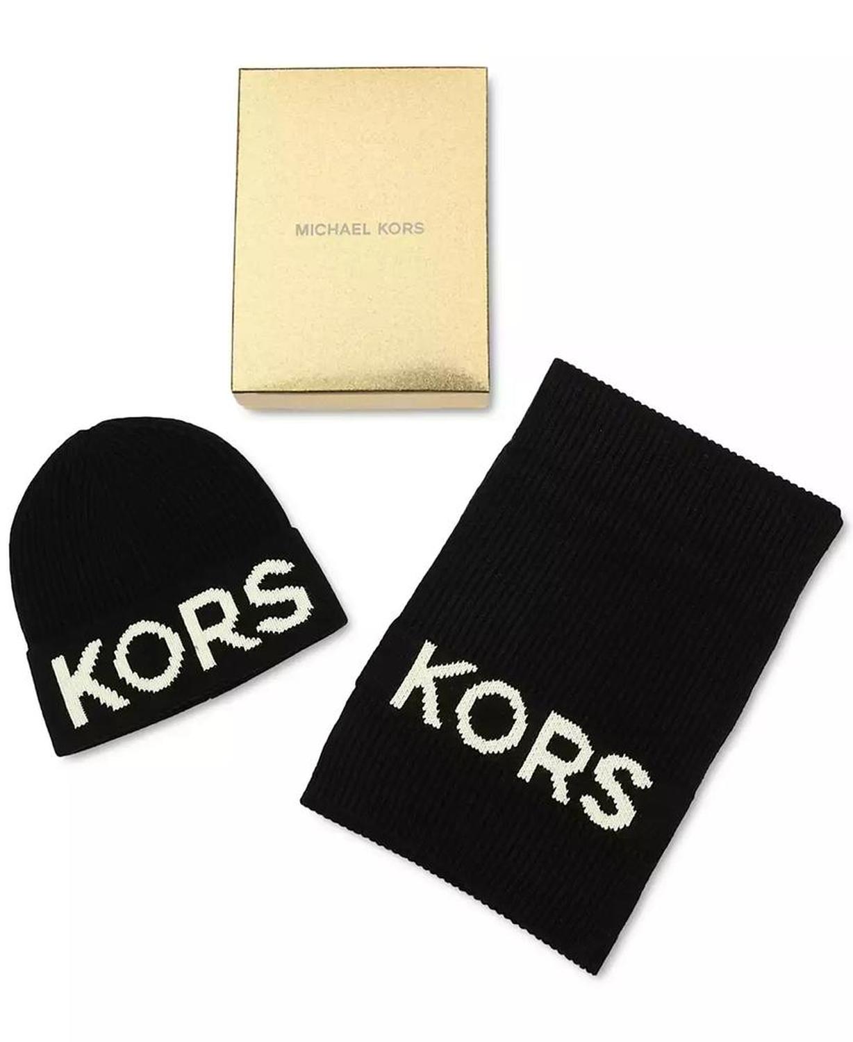 KORS Fisherman's Rib Beanie and Scarf Set