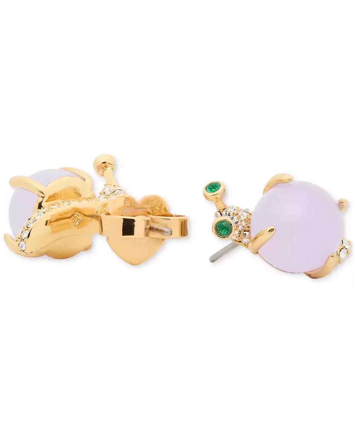 Gold-Tone Stone & Pavé Snail Stud Earrings