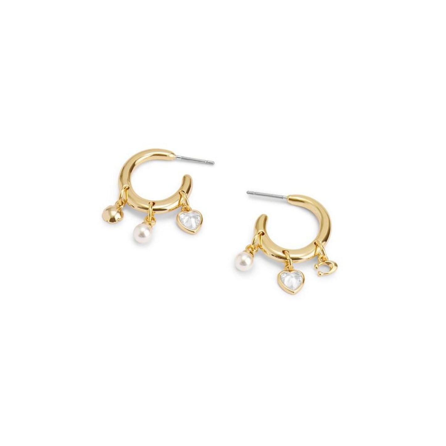 Faux Stone Signature Charm Hoop Earrings