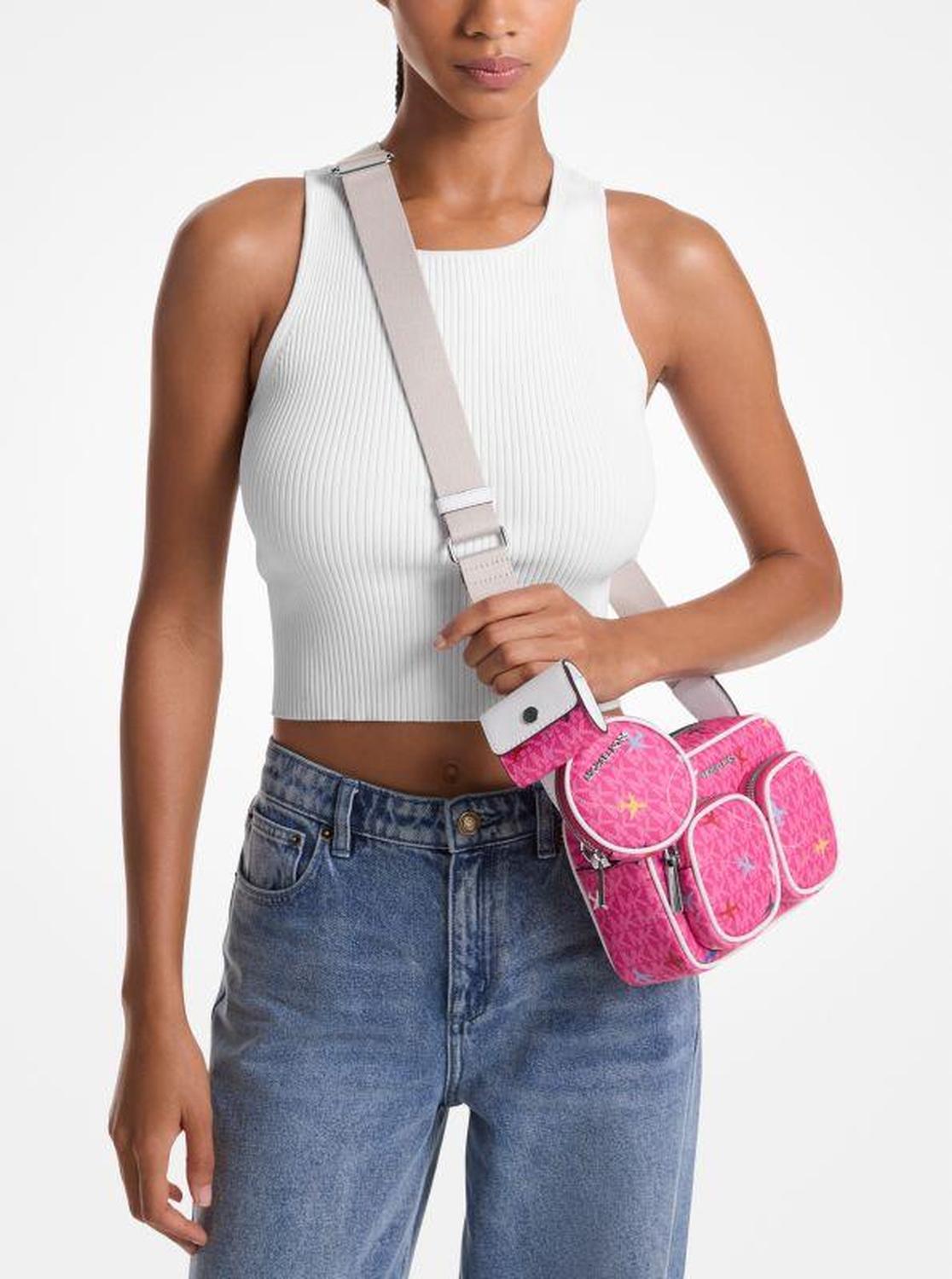 Jet Set Large Printed Signature Logo Crossbody Bag