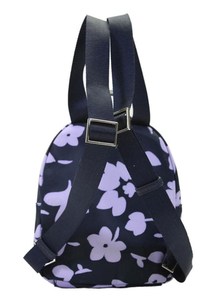 Womens Floral Print Zip Closure Backpack Navy Purple