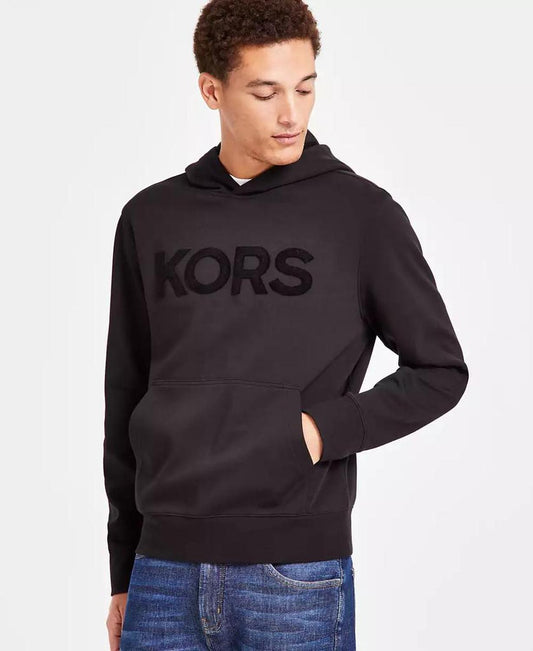 Men's Modern-Fit Stretch Textured Logo Hoodie