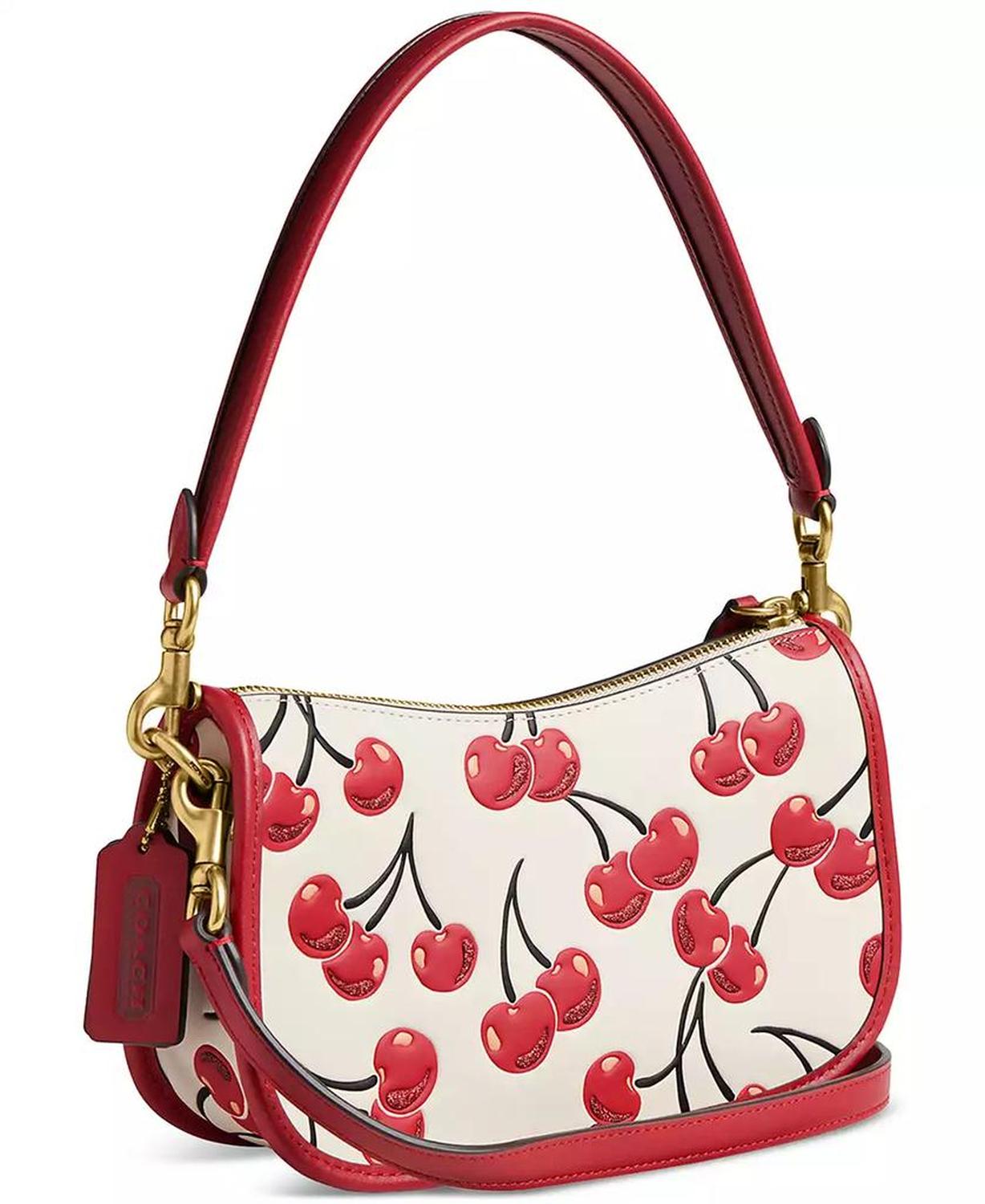 Swinger Cherry Print Leather Shoulder Bag