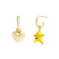 Yellow Signature Star Mismatched Charm Huggies