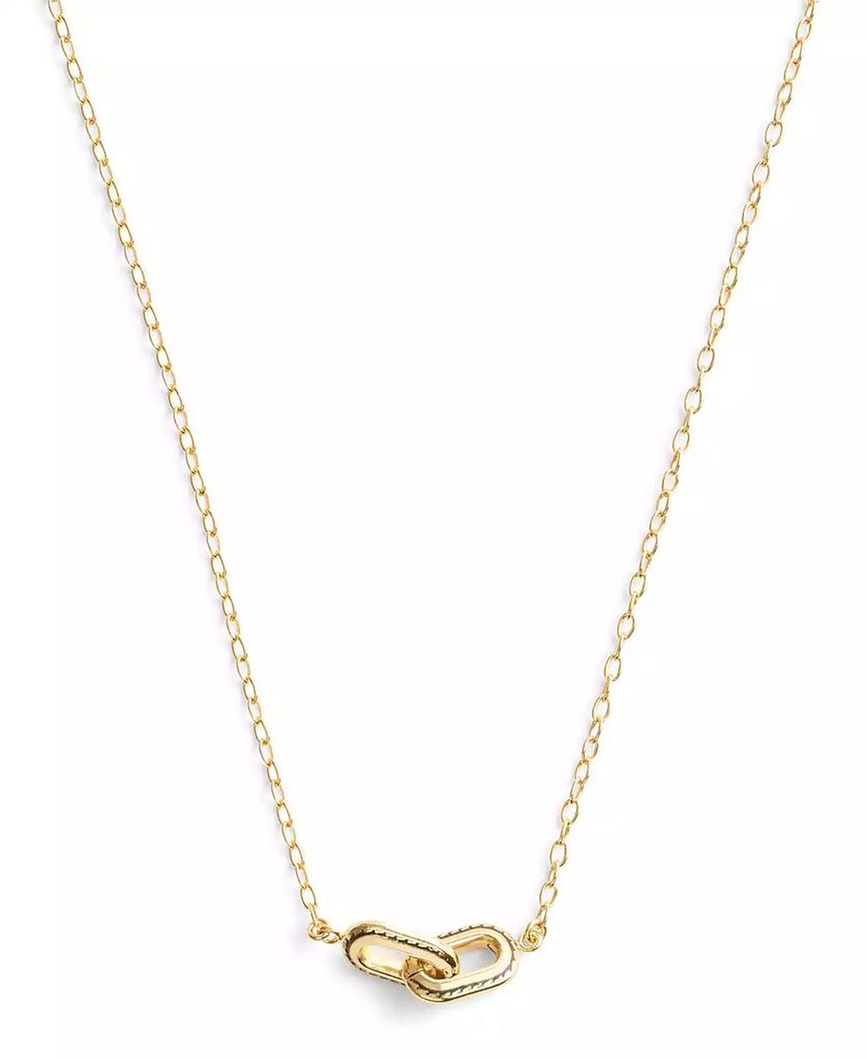 Gold-Tone Stitched Link Pendant Necklace