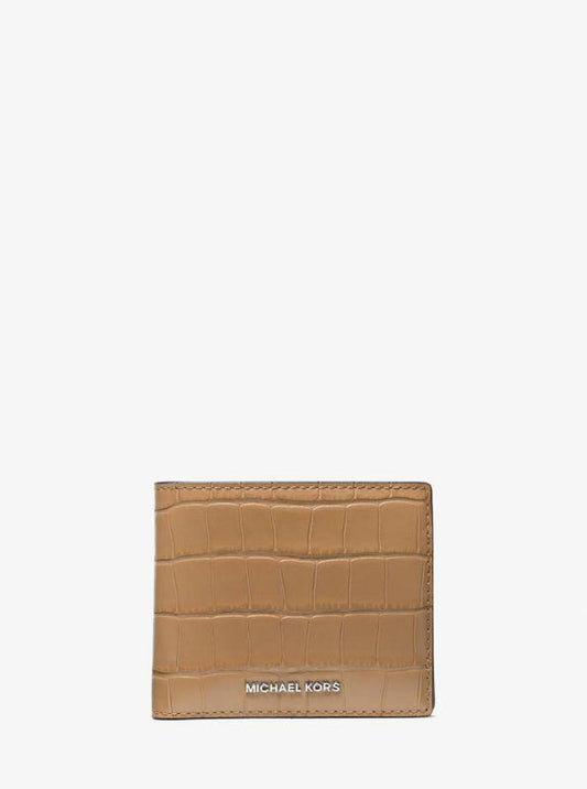 Hudson Crocodile Embossed Leather Billfold Wallet