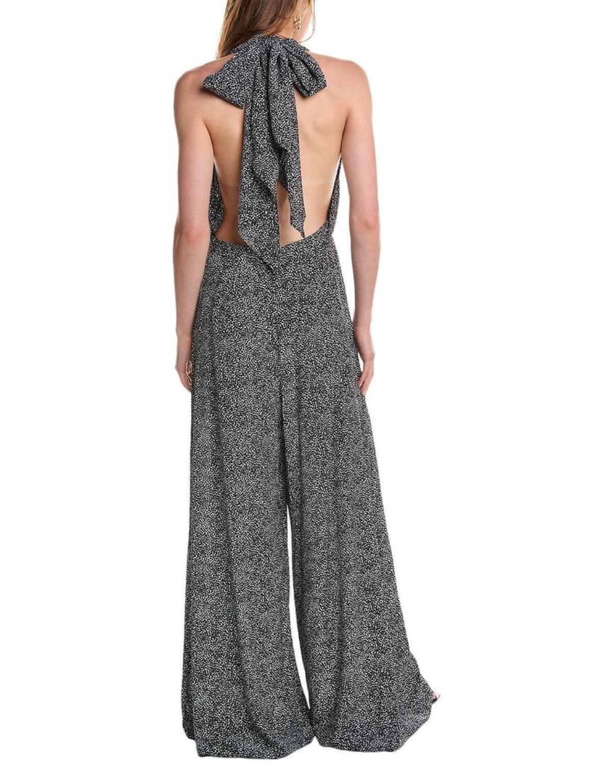 Michael Kors Collection Cheetah Halter Silk Jumpsuit